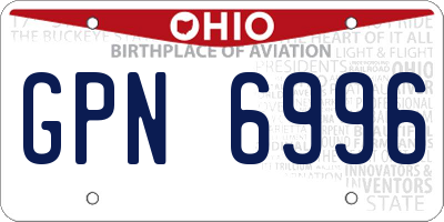 OH license plate GPN6996