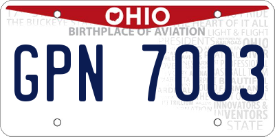 OH license plate GPN7003