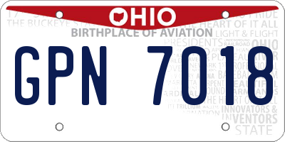 OH license plate GPN7018