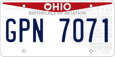 OH license plate GPN7071