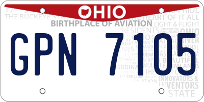 OH license plate GPN7105
