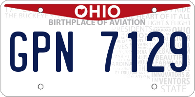 OH license plate GPN7129