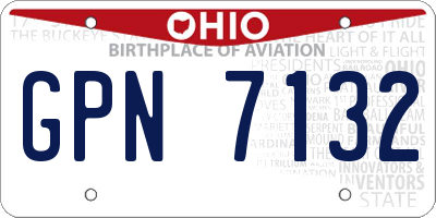 OH license plate GPN7132