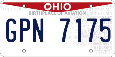 OH license plate GPN7175