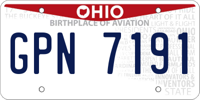 OH license plate GPN7191