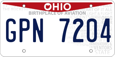 OH license plate GPN7204