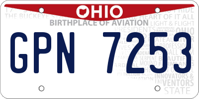 OH license plate GPN7253