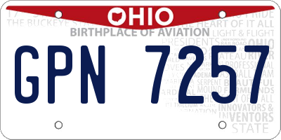 OH license plate GPN7257