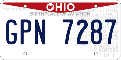 OH license plate GPN7287