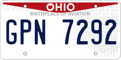 OH license plate GPN7292