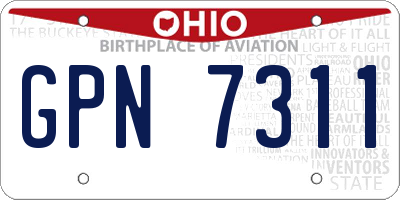 OH license plate GPN7311