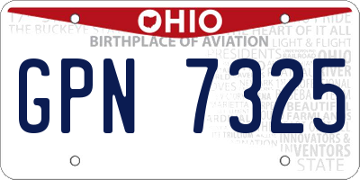 OH license plate GPN7325