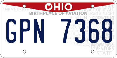 OH license plate GPN7368