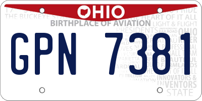 OH license plate GPN7381