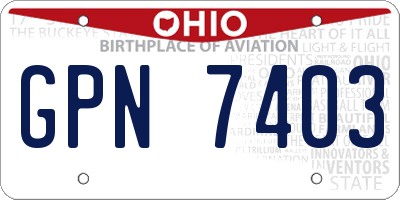 OH license plate GPN7403