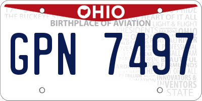 OH license plate GPN7497