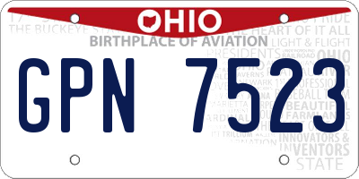 OH license plate GPN7523