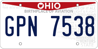 OH license plate GPN7538