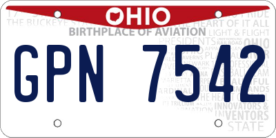 OH license plate GPN7542