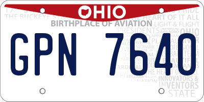 OH license plate GPN7640