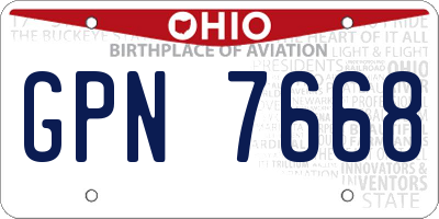 OH license plate GPN7668