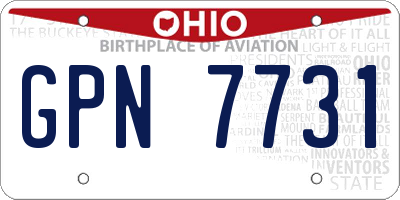 OH license plate GPN7731