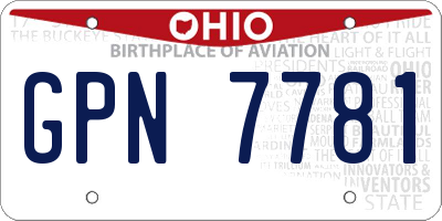 OH license plate GPN7781