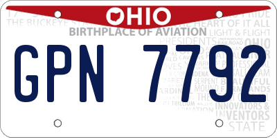 OH license plate GPN7792
