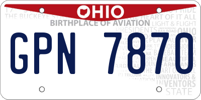 OH license plate GPN7870