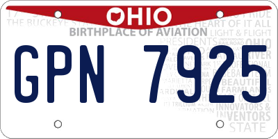 OH license plate GPN7925