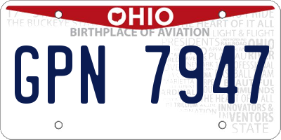 OH license plate GPN7947