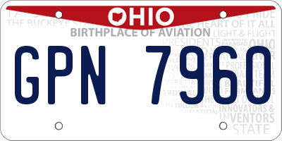 OH license plate GPN7960