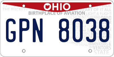 OH license plate GPN8038
