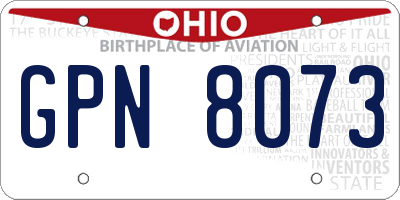 OH license plate GPN8073