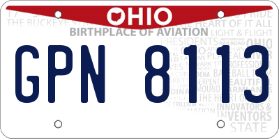 OH license plate GPN8113