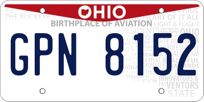 OH license plate GPN8152
