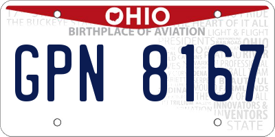 OH license plate GPN8167
