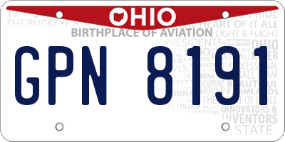OH license plate GPN8191