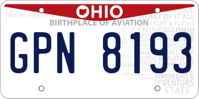 OH license plate GPN8193