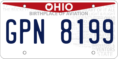 OH license plate GPN8199