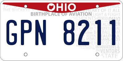 OH license plate GPN8211