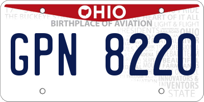 OH license plate GPN8220