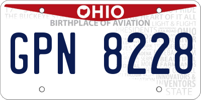 OH license plate GPN8228