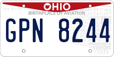 OH license plate GPN8244