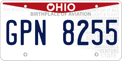 OH license plate GPN8255