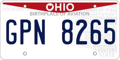 OH license plate GPN8265