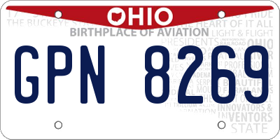 OH license plate GPN8269