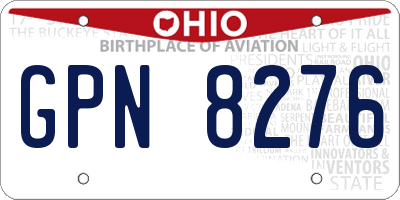OH license plate GPN8276