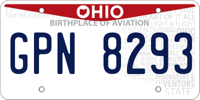 OH license plate GPN8293