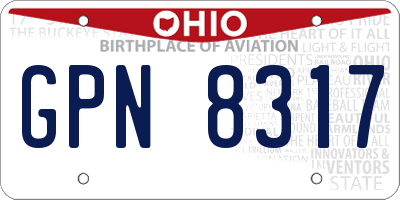 OH license plate GPN8317